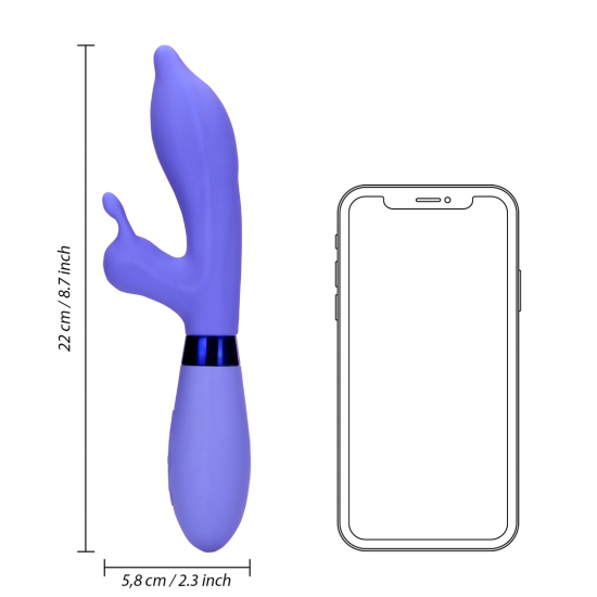 O Vibrador Loveline Rabbit possui 2 motores e 10 modos de vibração, é recarregável e à prova d'água. Feito em silicone ultra macio e ABS é seguro para o corpo, este vibrador foi concebido para incontáveis horas de prazer