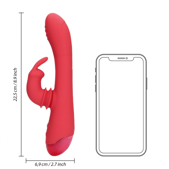 O Vibrador Loveline Rabbit possui 2 motores e 20 modos de vibração, é recarregável e à prova d'água. Possui função de movimento oscilação e toque para o estímulo do clítoris e vibração para o ponto G. Feito em silicone u