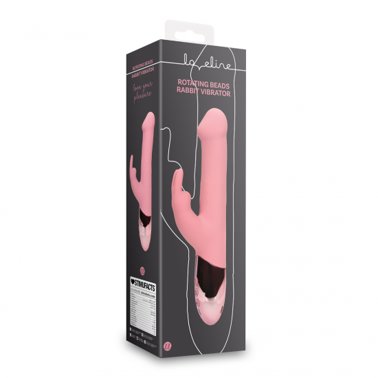 O Vibrador Loveline Rabbit possui 2 motores e 10 modos de vibração, é recarregável e à prova d'água. Possui função de movimento de esferas por baixo do silicone para o estímulo do ponto G e vibração para o clítoris. Feit