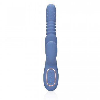 Rotating Beads and Thrusting Rabbit Vibrator - Blue 