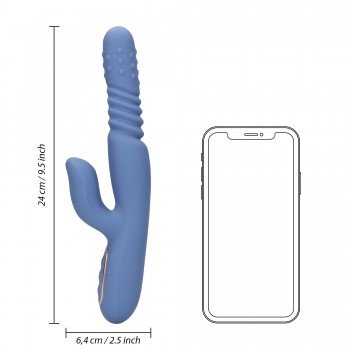 Rotating Beads and Thrusting Rabbit Vibrator - Blue 