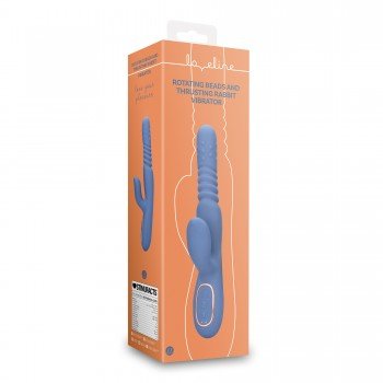 Rotating Beads and Thrusting Rabbit Vibrator - Blue 