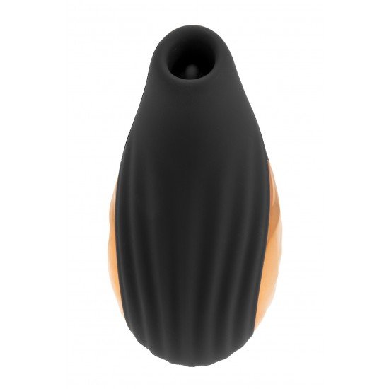 Pulsador e vibrador especialmente concebidos para a estimulação do clitóris. Com um design futurista e elegante, feito de silicone muito macio e com um detalhe de bronze brilhante que lhe dá um toque delicado. Muito ergo