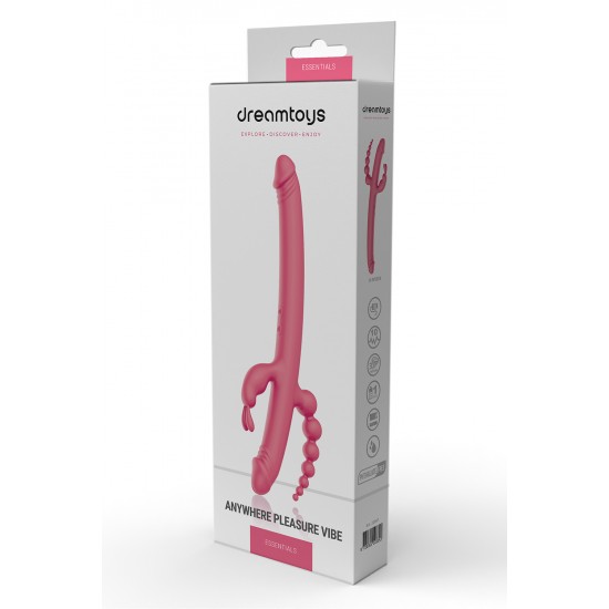 Quando a palavra do dia é Versatilidade o vibrador Essentials Anywhere Pleasure está pronto para atender as tuas fantasias! Em uma das pontas oferece o estímulo triplo de anus, vagina e clitóris; e na outra um Looongo e