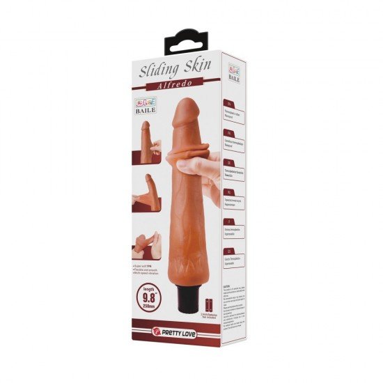 Este dildo realista deslizante com vibração traz um toque emocionante ao dildo comum! Projetado para se parecer com um pênis de verdade, este vibrador é longo e grosso com um eixo venoso e uma cabeça realista. Para aumen