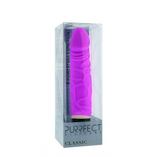 Vibrador 100% de silicone com formato de pénis e veias e contornos bem definidos. Produto flexível e suave, bastante agradável ao toque, para momentos de prazer garantidos.Tem um total de 7 níveis diferentes de vibração