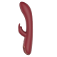 Este vibrador Romance duo com um estimulador clitoriano em forma de coelho é chamado Emily. A caixa tem o estilo romance típico: um fundo de cetim branco, detalhes dourados, imagens claras do brinquedo, uma descrição mul