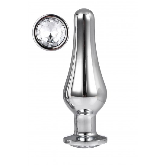 A coleção Gleaming Love apresenta este plug anal de formato cônico e brilhante com uma pedra preciosa na base. Feito de alumínio leve e liso, este brinquedo de prazer é fácil de deslizar e a largura crescente é garantida