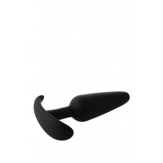 Este plug anal FantASStic é feito de silicone preto liso e macio ao toque. É o menor plug de uma série de 3 tamanhos, adequado para iniciantes que desejam experimentar o prazer anal. O plugue tem uma base em forma de ânc