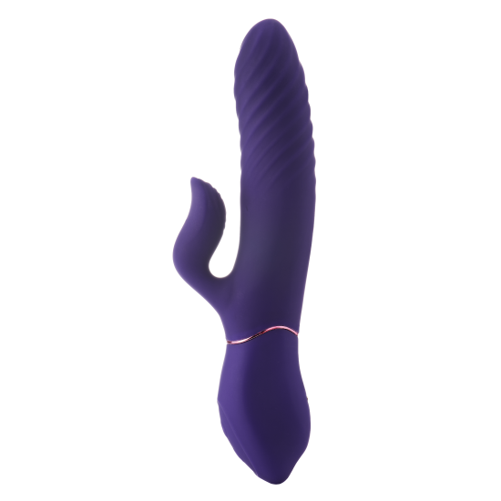 A Heating Thrust Machine é um vibrador duplo de impulso com 9 ritmos de vibração no corpo principal e 9 no estimulador do clitóris, mais 9 velocidades de impulso! Este vibrador da coleção Vibes of Love também possui