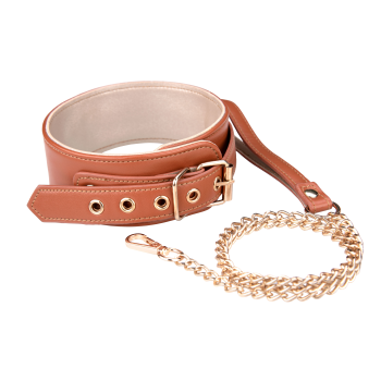 BLAZE ELITE COLLAR AND CHAIN COGNAC VEGAN LEATHER