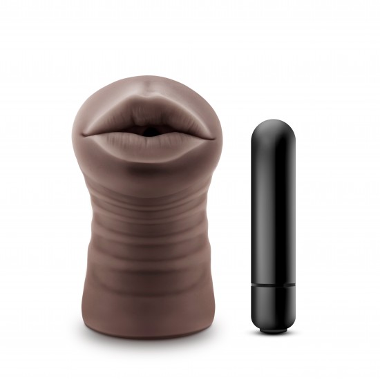 O Hot Chocolate Heather oferece uma boca macia e flexível que está esperando para engolir seu eixo. Este stroker realista é justo, flexível e repleto de texturas sensacionais. Ele vem com uma bala vibratória de várias ve