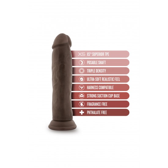 DR. SKIN PLUS 9 INCH POSABLE THICK DILDO CHOCOLATE