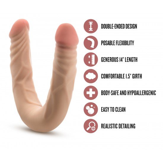 O  Dong Duplo Posável de 14 polegadas do Dr. Skin Plus oferece uma dose dupla de prazer, oferecendo exatamente o que o médico receitou. Projetado para o máximo conforto, este dildo de ponta dupla apresenta um e