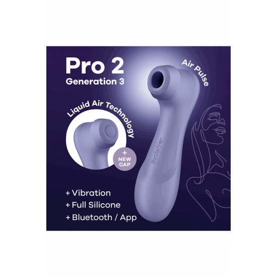 O Satisfyer Pro 2 Generation 3 apresenta a NOVA e sensacional tecnologia de ar líquido. Inclui nova tampa adicional com membrana fina para fornecer ondas de pressão com toque, criando uma sensação de jato de água. O corp