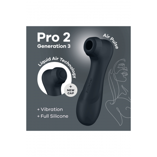 O Satisfyer Pro 2 Generation 3 apresenta a NOVA e sensacional tecnologia de ar líquido. Inclui nova tampa adicional com membrana fina para fornecer ondas de pressão com toque, criando uma sensação de jato de água. O corp