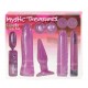 "Mystic Treasures"-Kit de 8 acessórios ao serviço do casal. Funciona com 4 pilhas AA (não incluidas). Este kit contem: 1 ovo vibrante, 2 aneis de erecção, 1 plug anal, 2 capas de vibrador em silicone, 1 bolas chinesas e