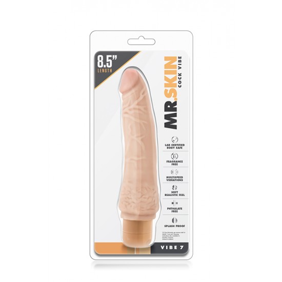 Seja um bom anfitrião e receba de braços abertos o Mr. Skin em sua casa!Vibrador realista com cabeça e corpo proeminente. Com botão rotativo na base para navegar entre as potentes e profundas vibrações multivelocidad