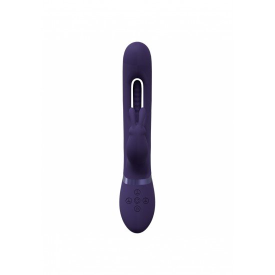 O design exclusivo do vibrador VIVE057 MIKA Flapping Tongue Rabbit o diferencia de outros dispositivos. Três motores F1 de 10 velocidades/funções controlados independentemente alimentam este vibrador lindamente projetado