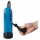 Blue-transparent penis pump with measuring scale to control your results. Create low-pressure by squeezing the handy bulb. Tube size: approx. 24 cm, 3,7-4,5 cm diameter. Includes a flexible silicone sleeve. Material: ABS