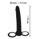 Agora já vale por dois...Dildo com 16cm de comprimento e anéis para o pénis com diâmetro 3cm e testículos com 5cm flexível. Material confortável, liso e macio, com representação das veias para uma sensação mais real e de