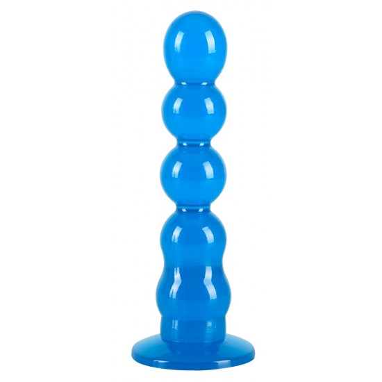 Strap-on striing with three slippery jelly dildos: - red smooth dildo with full head: 19 cm, Ø 3 cm. - blue bead dildo: 20 cm, Ø 2.5-4 cm- transparent, elastic G-point stimulator: 19 cm, Ø 2-4.5 cmStrap-on string with el