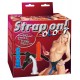 Strap-on striing with three slippery jelly dildos: - red smooth dildo with full head: 19 cm, Ø 3 cm. - blue bead dildo: 20 cm, Ø 2.5-4 cm- transparent, elastic G-point stimulator: 19 cm, Ø 2-4.5 cmStrap-on string with el