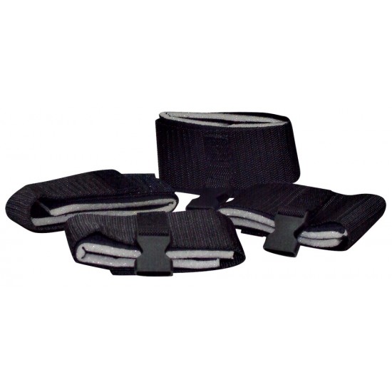 Kit com 8 peças resistentes em preto e vermelho:
- 1 Venda para olhos
- 1 gag em PVC ajustável com 60 centímetros
- 2 pares de algemas de velcro para mãos e pés
- 1 finta com fivela para restrições
- 1 mini-chicote (26 d