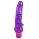 Purple-coloured vibrator made from silicone-like material (TPE) with clitoral stimulation-flames on the shaft. 23 cm long, Ø 3.5 cm - 4.5 cm. Infinitely adjustable. Free of phthalates according to EU regulation REACH.