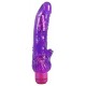 Purple-coloured vibrator made from silicone-like material (TPE) with clitoral stimulation-flames on the shaft. 23 cm long, Ø 3.5 cm - 4.5 cm. Infinitely adjustable. Free of phthalates according to EU regulation REACH.