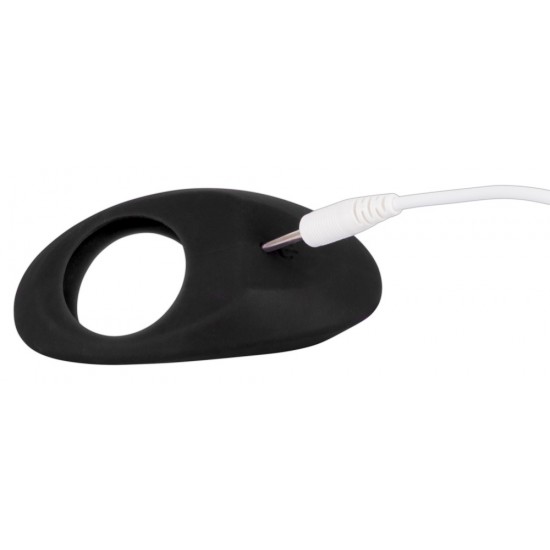 Black cock ring with a clit tickler and 3 vibration modes at the push of a button. It can be recharged with the included USB cable. Complete length 9 cm, Ø 3.3 cm. Material: silicone with a polyurethane coating, phthalat