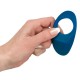 Blue cock ring with a clit tickler and 3 vibration modes at the push of a button. It can be recharged with the included USB cable. Complete length 9 cm, Ø 3.3 cm. Material: silicone with a polyurethane coating, phthalate