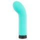 Turquoise, G-spot vibrator in a straight shape with a curved, thick head. With 10 powerful vibration modes at the push of a button. It can be recharged with the included USB cable. Complete length 12 cm, insertion depth