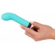 Turquoise, G-spot vibrator in a straight shape with a curved, thick head. With 10 powerful vibration modes at the push of a button. It can be recharged with the included USB cable. Complete length 12 cm, insertion depth