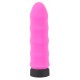 Straight pink vibrator with a wavy shaft. 10 powerful vibration modes at the push of a button. It can be recharged with the included USB cable. Complete length 9.7 cm, insertion depth 8 cm, Ø 2.3-2.6 cm. Material: silico