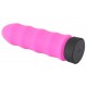 Straight pink vibrator with a wavy shaft. 10 powerful vibration modes at the push of a button. It can be recharged with the included USB cable. Complete length 9.7 cm, insertion depth 8 cm, Ø 2.3-2.6 cm. Material: silico