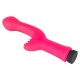 Straight neon pink vibrator with a ball-shaped head and a dotted surface for clitoral stimulation. 10 powerful vibration modes at the push of a button. It can be recharged with the included USB cable. Complete length 18