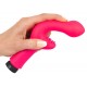 Straight neon pink vibrator with a ball-shaped head and a dotted surface for clitoral stimulation. 10 powerful vibration modes at the push of a button. It can be recharged with the included USB cable. Complete length 18