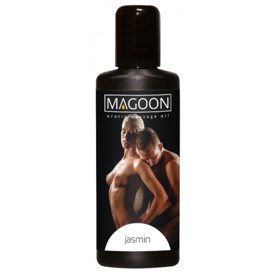 Rich premium massage oil with a unique jasmine scent. With jojoba oil. Water-soluble. Long-lasting gliding properties. 100 ml bottle.