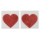 Glitter nipple stickers to add a professional look to private performances. Sparkling red heart-shaped nipple stickers. Size: 5.9 x 5.9 cm. Material: 80% paper, 15% PET, 5% glue. 1 pair.