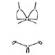 Bikini that is only made up of stretchy wetlook straps with stitches. The rings join the straps together and the cups and crotch are open! The bra part can be adjusted with the press studs and the string part has a ring