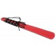 Red slim-line paddle with one slightly padded side for a softer starting stroke. Features a tied suede cuff designed to provide a better grip and a fancy bondage look. Full size: 24 cm long, 3.5-5 cm wide. Material: Spli