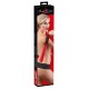 Red slim-line paddle with one slightly padded side for a softer starting stroke. Features a tied suede cuff designed to provide a better grip and a fancy bondage look. Full size: 24 cm long, 3.5-5 cm wide. Material: Spli