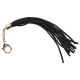 Mini whip with soft velour tails and a snap hook. Joined together with metal. Black/sliver-coloured. Complete length including hanging loop approx. 26 cm. Material: split leather, metal.